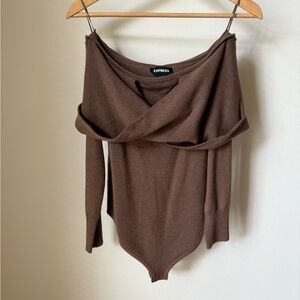 Express Chocolate Off-Shoulder Bodysuit